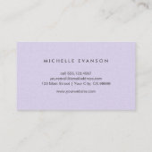 Simple Lavender Paars Linen Professional Visitekaartje (Achterkant)