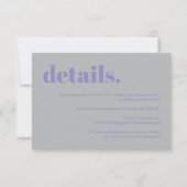Simple Lavender Silver Wedding details RSVP Kaartje (Voorkant)