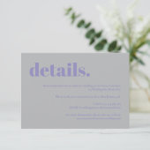 Simple Lavender Silver Wedding details RSVP Kaartje (Staand voorkant)