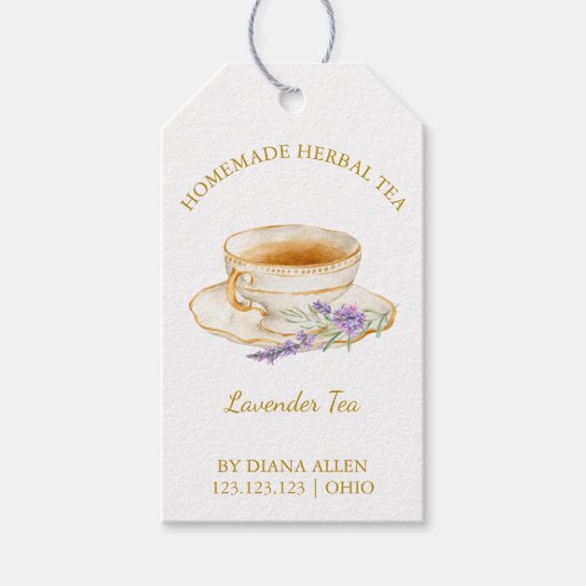 Simple Lavender Tea Hang Tag l White Cadeaulabel (Voorkant)