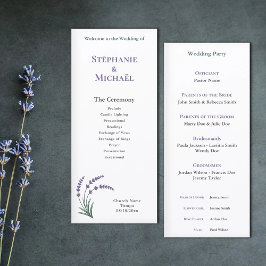 Simple Lavender Wedding Ceremony Program Menu