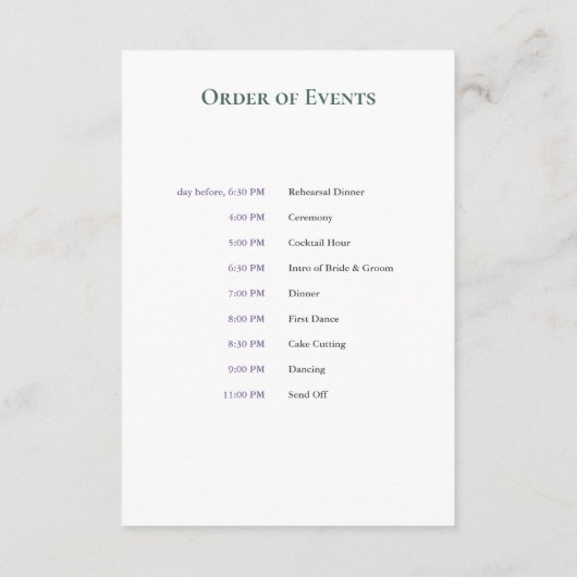 Simple Lavender Wedding Details Enclosure Card Informatiekaartje (Achterkant)