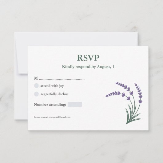 Simple Lavender Wedding RSVP Card (Voorkant)
