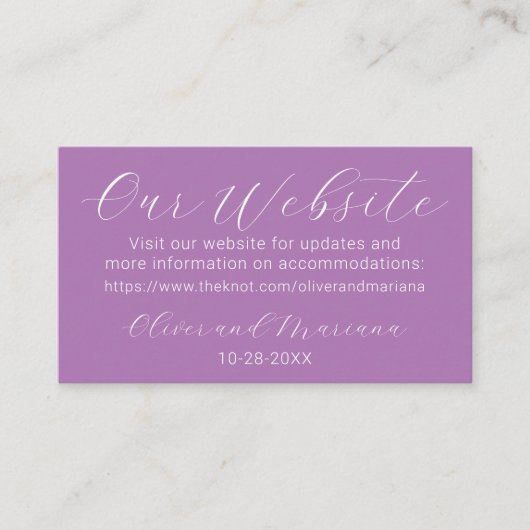 Simple Lavender Wedding Website Enclosure Kaart (Voorkant)