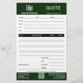 Simple Lawn Care Service Business Quote Briefpapier (Voorkant)
