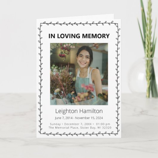 Simple Leaf Funeral Obituary Order of Service Programma (Voorkant)