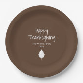 Simple Leaf Modern Autumn Family Thanksgiving Papieren Bordje (Voorkant)