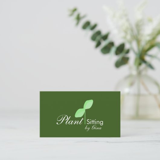 Simple Leaf Plant Sitting Logo Visitekaartje (Staand voorkant)