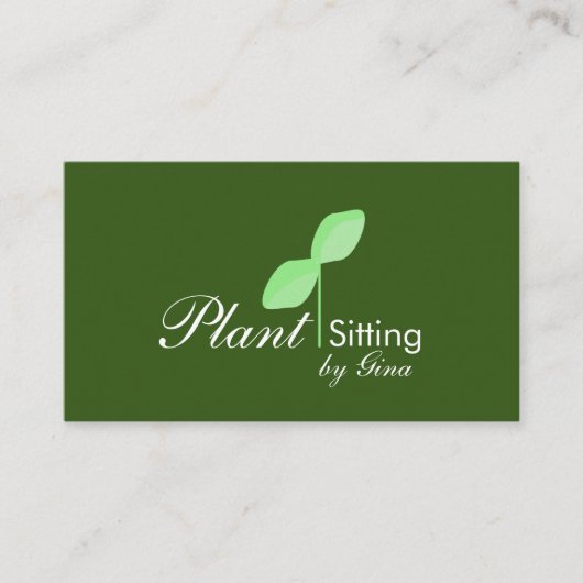 Simple Leaf Plant Sitting Logo Visitekaartje (Voorkant)