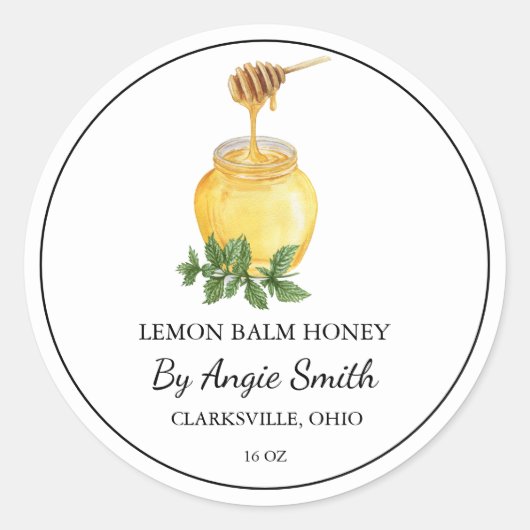 Simple Lemon Balm Infused Honey Label (Voorkant)