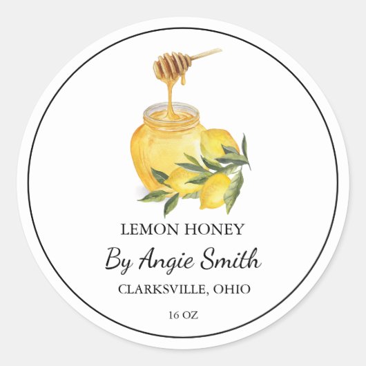 Simple Lemon Infused Honey Label (Voorkant)