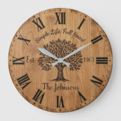 Simple Life Full Heart | Custom Oak Tree Family  Grote Klok (Voorkant)