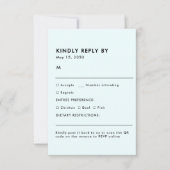 Simple Light Blue Meal Choice Wedding RSVP Card (Voorkant)