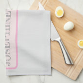 Simple Light Grey Personalized Modern Chic Pink Theedoek (Quarter Fold)