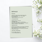 Simple Light Sage Green Wedding Details  Informatiekaartje