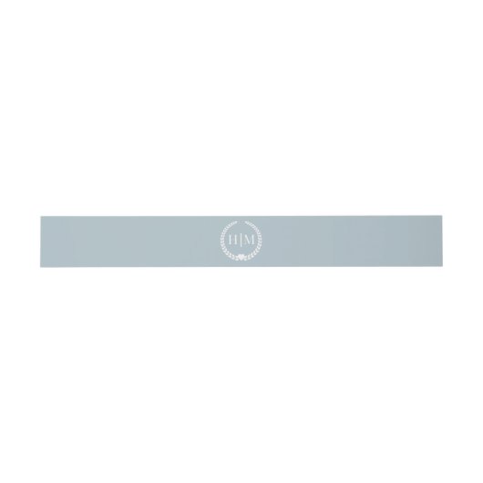 Simple Light Winter Gray Blue Monogram Uitnodigingen Wikkel (Vlak)
