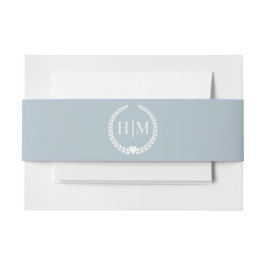 Simple Light Winter Gray Blue Monogram Uitnodigingen Wikkel