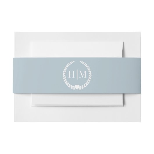 Simple Light Winter Gray Blue Monogram Uitnodigingen Wikkel (Voorkant Voorbeeld)