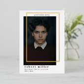 Simple Lijst Modern Afstudeerder Gold Photo Afstud Folie Uitnodiging (Staand Voorkant)