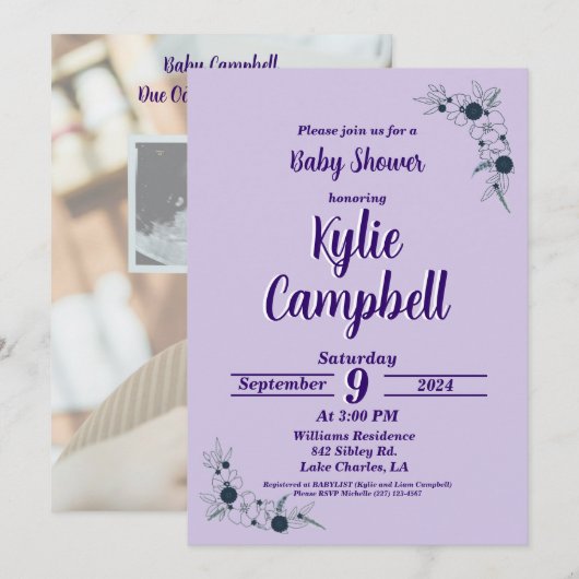 Simple Line Art Boho Baby shower Invitation Kaart (Voorkant / Achterkant)