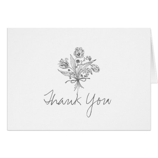 Simple Line Art Floral Bouquet Editable Note Kaart (Voorkant Horizontaal)
