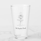 Simple Line Art Rose Custom Name Glas (Achterkant)