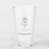Simple Line Art Rose Custom Name Glas (Voorkant)