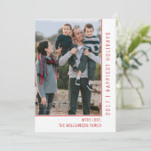 Simple Line Holiday Photo Card | Red Feestdagenkaart (Staand voorkant)