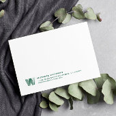 Simple Lines Monogram Initial Name HUNTER GREEN Notitiekaartje