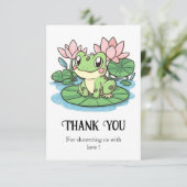 Simple Little Frog Baby shower Bedankkaart (Staand voorkant)