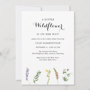 Simple Little Wildflower Girl Baby shower Kaart