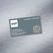 Simple Logo and QR Code Charcoal Gray Magnetisch Visitekaartje (Voorbeeld)