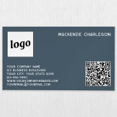 Simple Logo and QR Code Charcoal Gray Magnetisch Visitekaartje