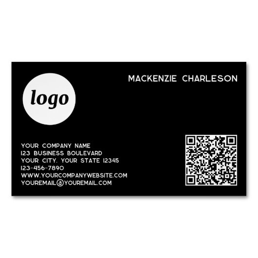 Simple Logo and QR Code Magnetisch Visitekaartje (Voorkant)