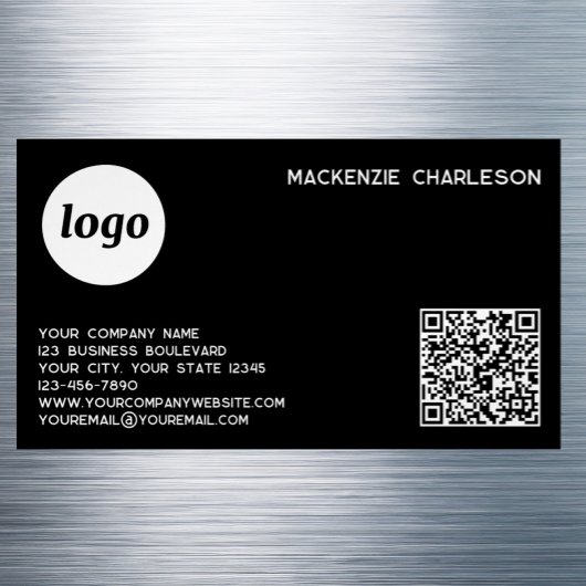 Simple Logo and QR Code Magnetisch Visitekaartje