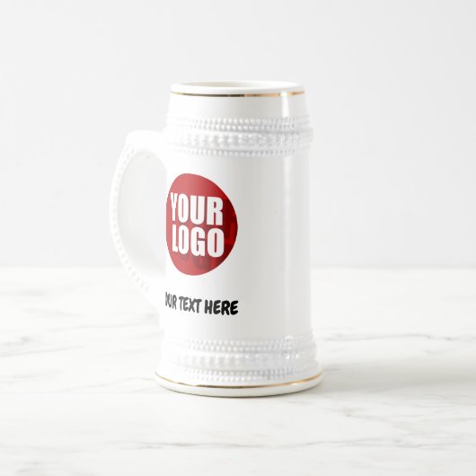 Simple Logo and Text Business Beer Stein Custom Bierpul (Voorkant links)