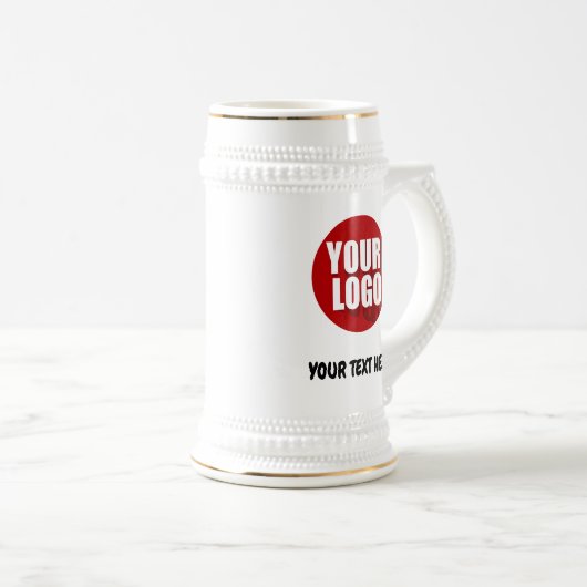 Simple Logo and Text Business Beer Stein Custom Bierpul (Voorkant rechts)
