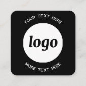 Simple Logo and Text QR Code Black Square Business Vierkante Visitekaartje (Voorkant)