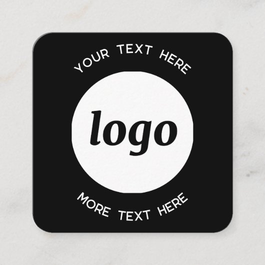 Simple Logo and Text QR Code Black Square Business Vierkante Visitekaartje (Voorkant)