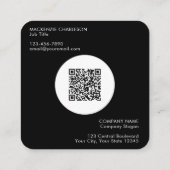 Simple Logo and Text QR Code Black Square Business Vierkante Visitekaartje (Achterkant)