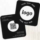 Simple Logo and Text QR Code Black Square Business Vierkante Visitekaartje