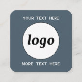 Simple Logo and Text QR Code Charcoal Gray Vierkante Visitekaartje (Voorkant)