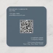 Simple Logo and Text QR Code Charcoal Gray Vierkante Visitekaartje (Achterkant)