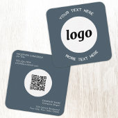 Simple Logo and Text QR Code Charcoal Gray Vierkante Visitekaartje