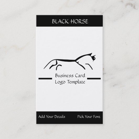 Simple Logo Black Horse-Logo Sjabloon Visitekaartje (Voorkant)