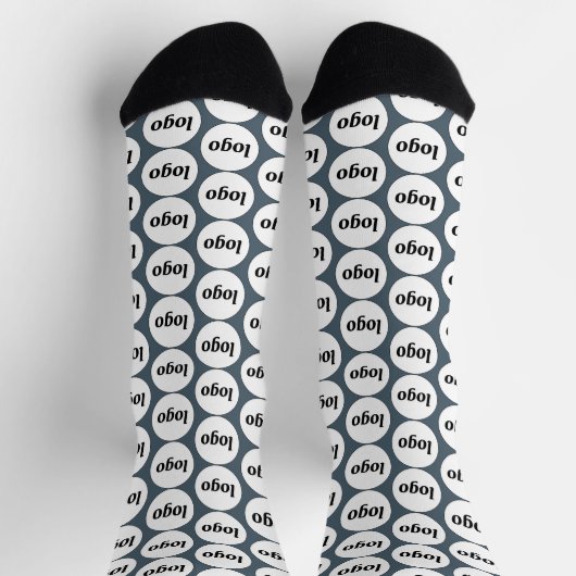 Simple Logo Business Pattern Charcoal Gray Sokken (Top)