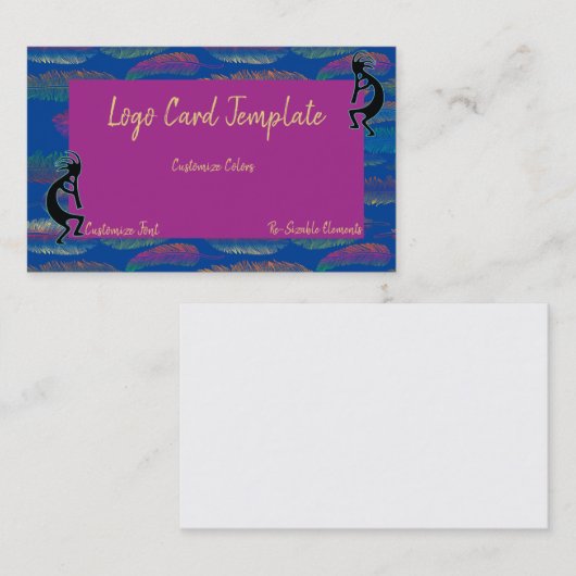 Simple Logo Kokopelli Feathers Visitekaartje (Voorkant / Achterkant)