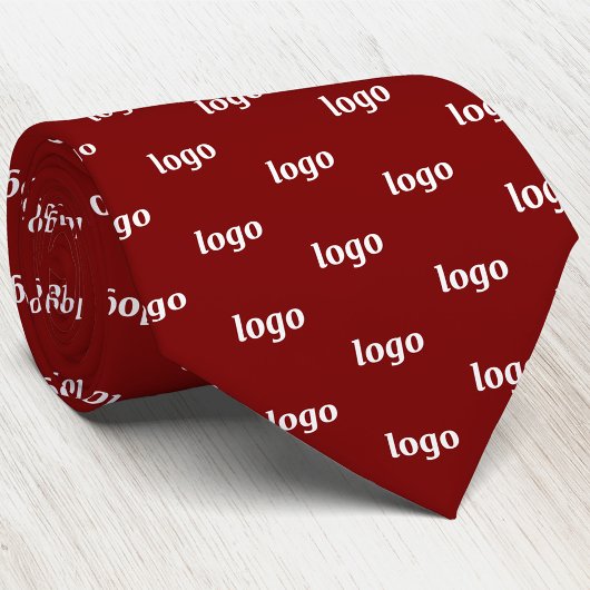 Simple Logo Pattern Dark Burgundy Red Business Stropdas