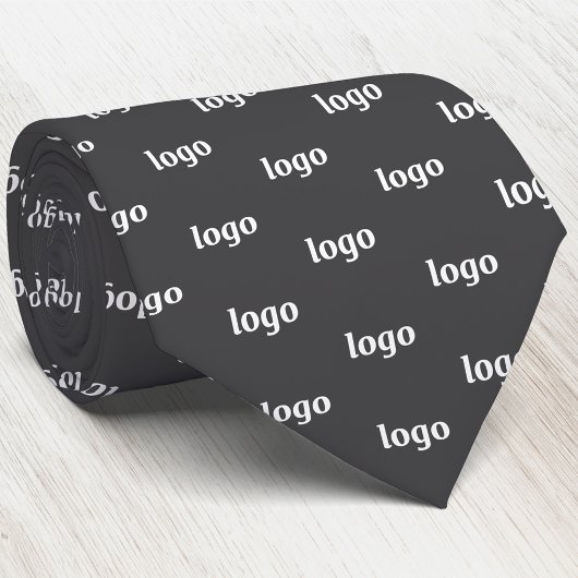 Simple Logo Pattern Dark Charcoal Gray Business Stropdas