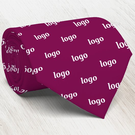 Simple Logo Pattern Dark Cherry Red Business Stropdas
